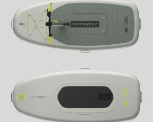 Ober- und Unterseite eines hellen Hyperfly Unterwasser-Scooter-Boards