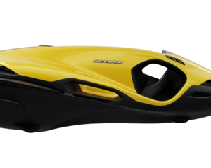 Gelb-schwarzer Seabob F9 Unterwasser-Scooter in Seitenansicht