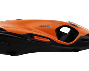 Orange-schwarzer Seabob F9 Unterwasser-Scooter in Seitenansicht