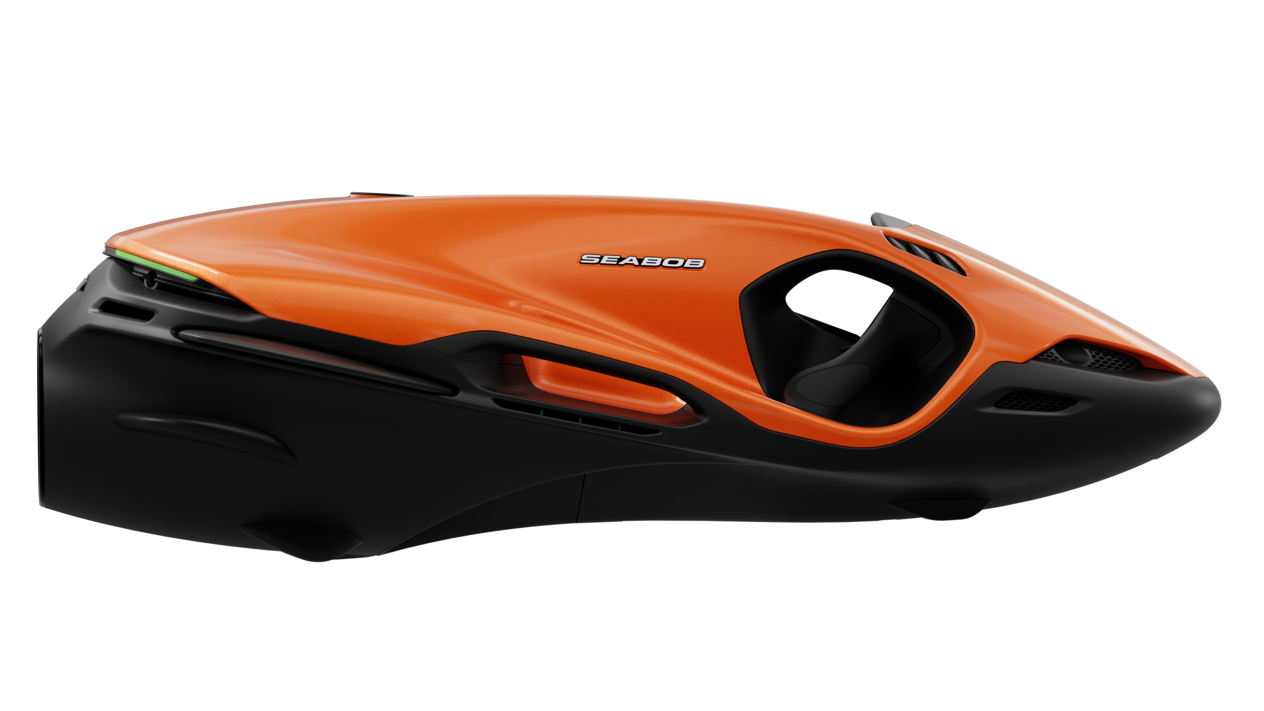 Orange-schwarzer Seabob F9 Unterwasser-Scooter in Seitenansicht