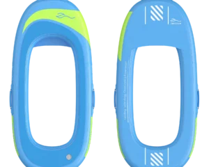 Blau-grüner aufblasbarer eFoil-Board-Ring in Ober- und Unterseitenansicht