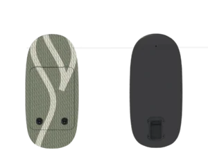 Gruene eFoil-Boardkabine mit hellem Muster, Ober- und dunkle Unterseite nebeneinander
