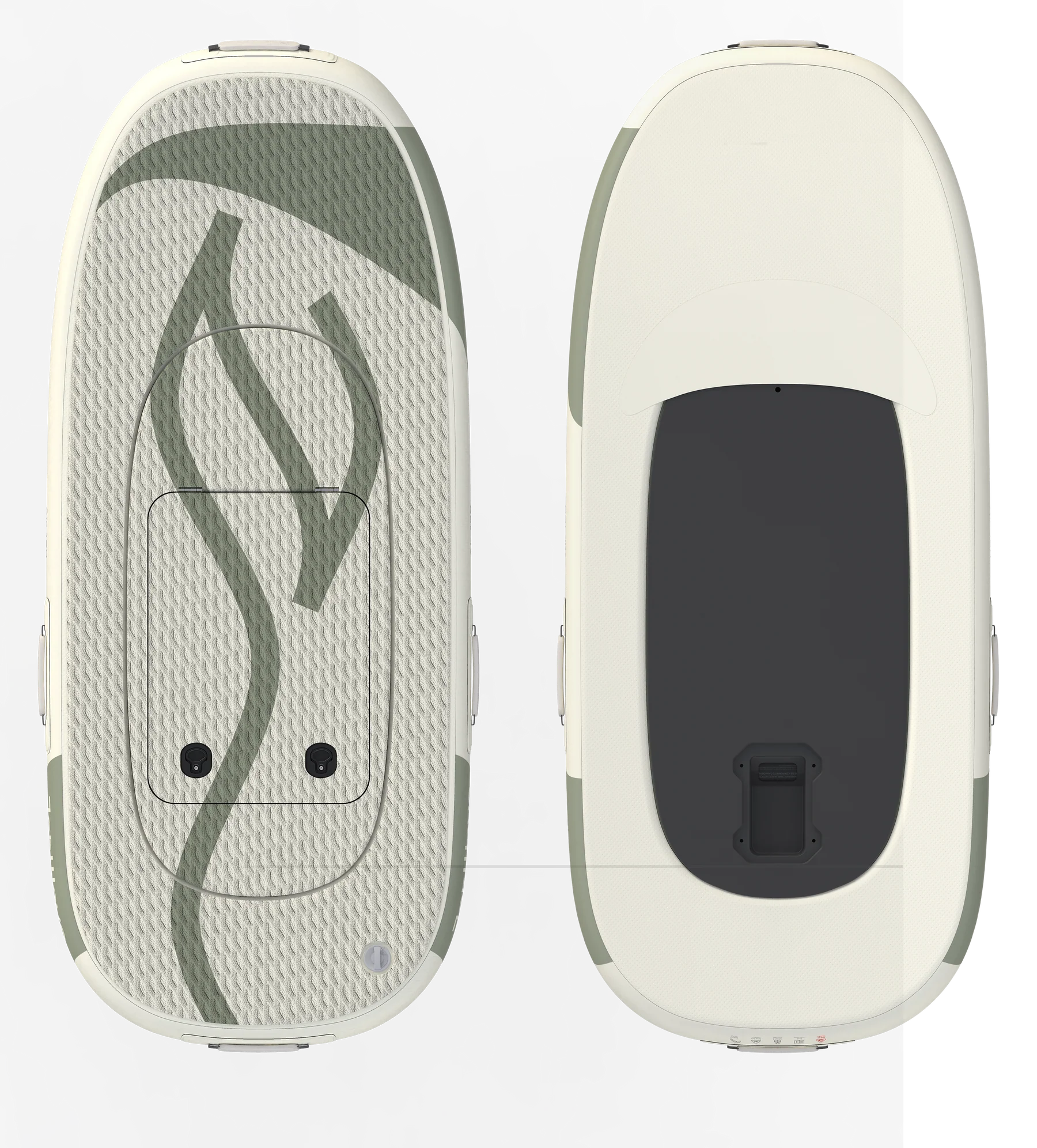eFoil-Board in Velvet White mit hellem Muster, Ober- und Unterseite nebeneinander