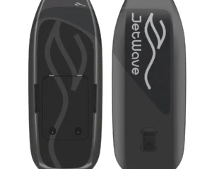 Schwarzes eFoil-Board in Ober- und Unterseite mit JetWave-Logo