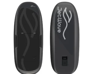 Ober- und Unterseite eines schwarzen JetWave eFoil-Boards
